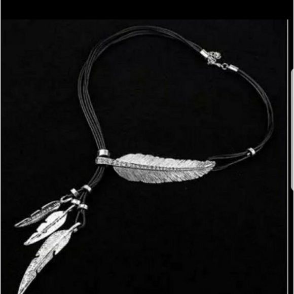 Leaf Necklace Alloy Feather Statement Necklaces Pe - Picture 2 of 3
